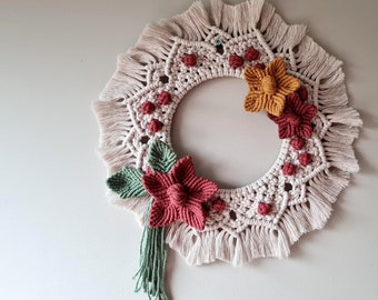 Macrame Wreath, Spring Wreath, Door Wreath, Macrame mandala, Floral Macrame Wreath