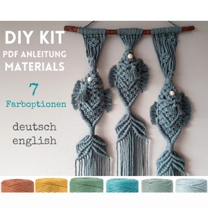 DIY Macrame Kit, Fish Macrame Wall Hanging Kit, Macrame Pattern & Materials, English | German