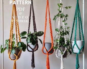 Macrame Plant Hanger Pattern, PDF and Video Tutorial, English & German