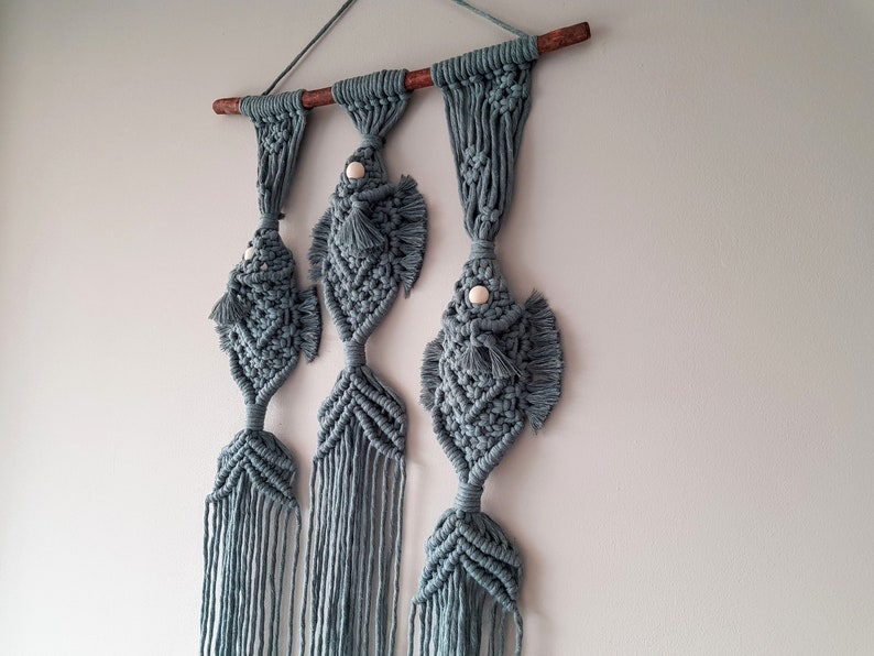 Macrame Pattern, Fish Macrame wall pattern, Beginner Intermediate, PDF & Video guide image 10