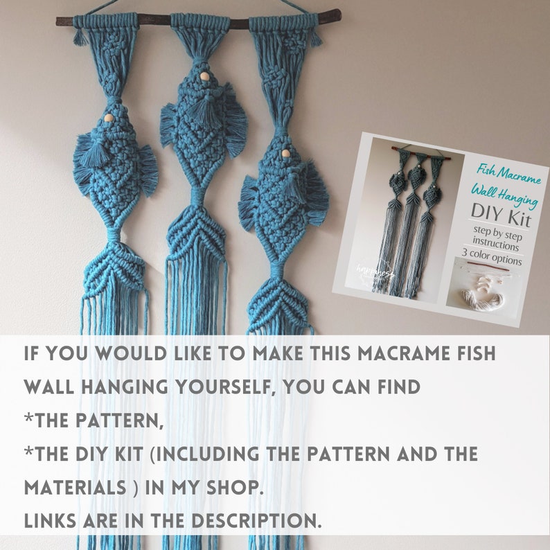 Macrame Fish Wall Hanging, Under the sea decor, Macrame Mural image 7