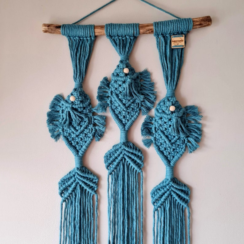 Macrame Fish Wall Hanging, Under the sea decor, Macrame Mural image 3