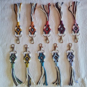 4 Macrame Keychains, Set of 4 colorful keychains, Keyrings for family and friends image 3