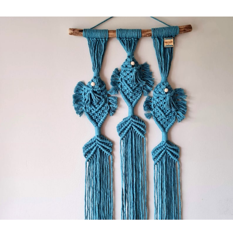 Macrame Fish Wall Hanging, Under the sea decor, Macrame Mural image 1