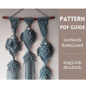 Macrame Pattern, Fish Macrame wall pattern, Beginner - Intermediate, PDF & Video guide