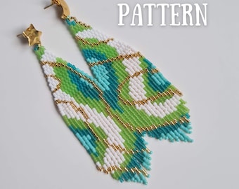 Beaded Fringe Earrings Pattern: Miyuki Delica Beads, Colorful Waves (PDF Pattern)