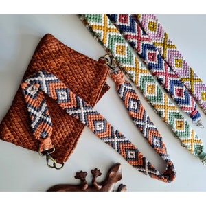 Makramee Taschengurt, Ersatzgurt, Crossbody Gurt, Boho Gurt, Handgemachter Kameragurt, Anpassbarer Gurt, Retro Muster Gurt