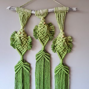 Green Macrame Wall Hanging, Fish Macrame, Ombre Macrame, Hand dyed Wall decor, Beach House Decor, Fish Wall Art