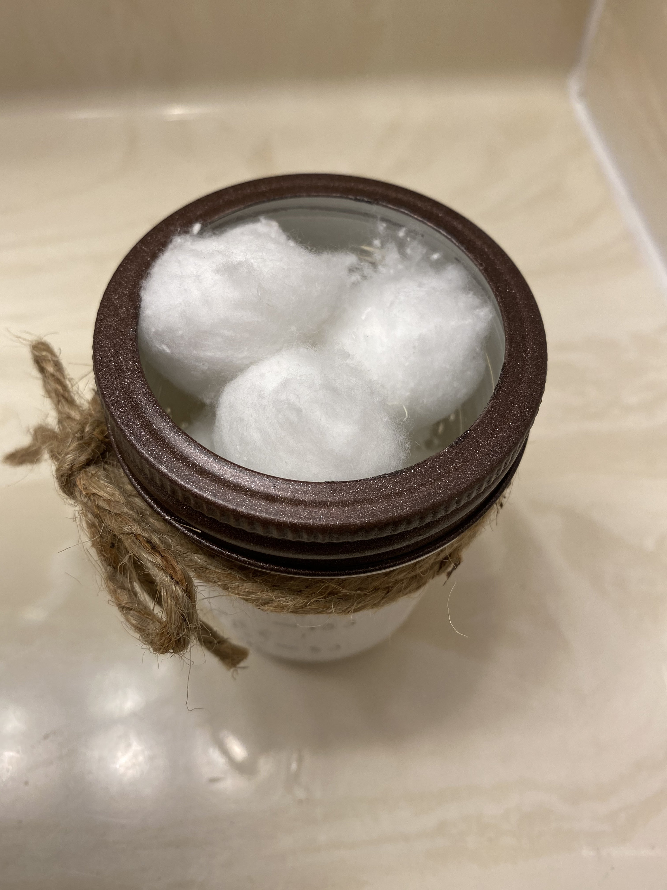 Rustic Mason Jar Cotton Ball Holder Etsy