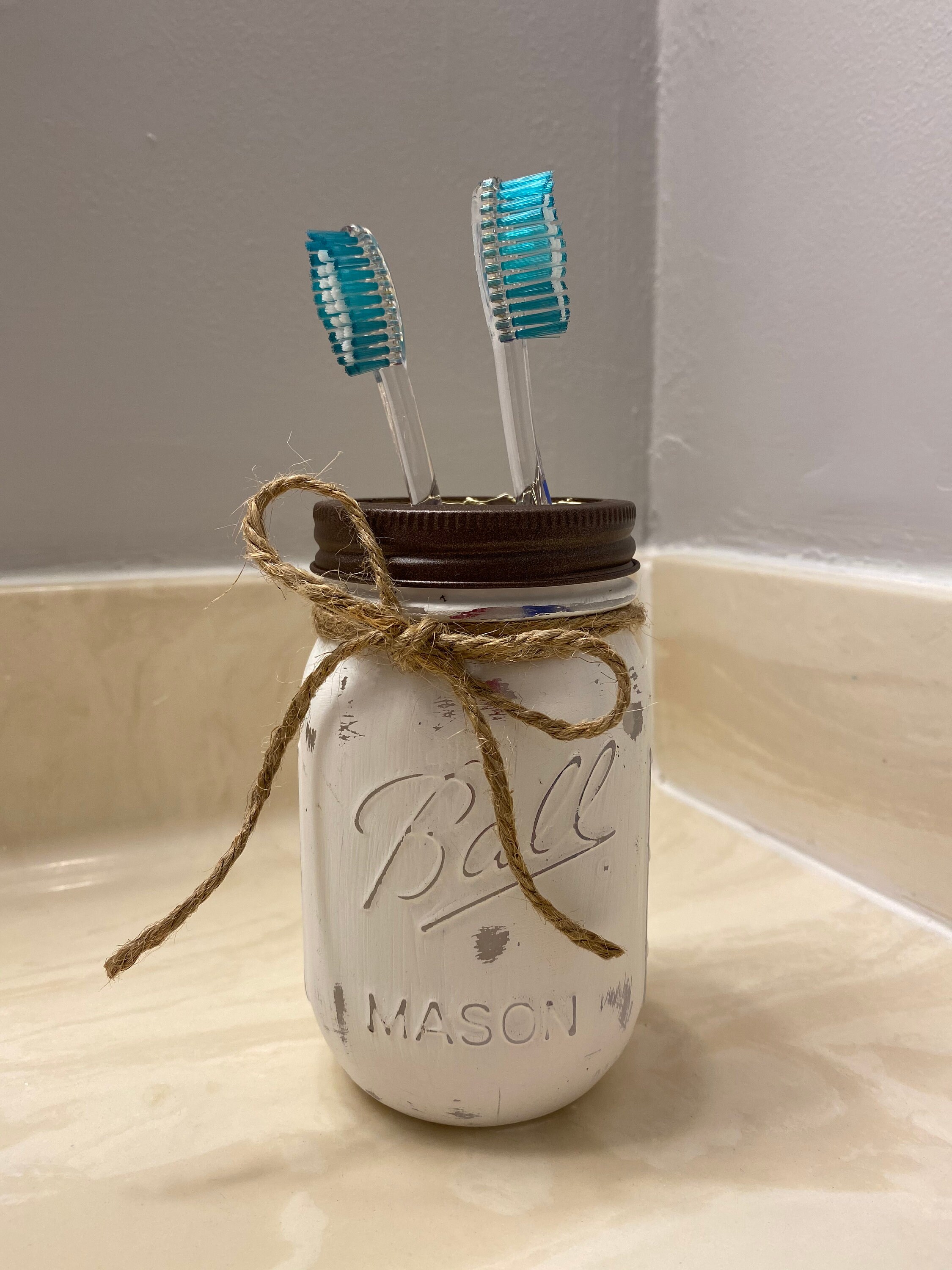 Rustic Mason Jar Toothbrush Holder Etsy