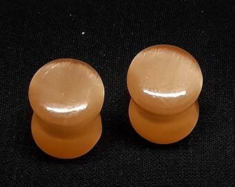 Lobal Domination Pair Concave Amazonite Stone Double Flare Plugs - 10mm, Organic Stone Gauges For Ear Lobe