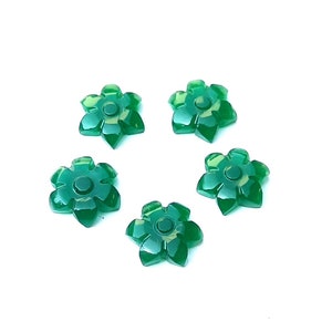 Grüner Onyx-Quarz, runder geschnitzter Edelstein, Größe 15 x 15 mm, runde Form, Designer-rund geschnitzt, 5 Stück, grüner Quarz-Edelstein, 27 Karat