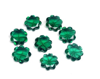 Amazing Quality Green Quartz Cut Carved Gemstone, Green Quartz Round Designer Carved Size 12x12 mm Green Quartz 8 Pcs Set Gemstone,
