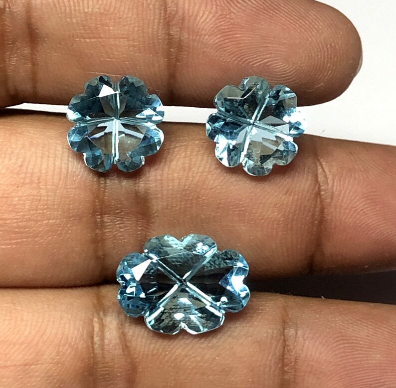 Sky Blue Quartz Hexagon Designer Carved Size 14x14 mm Sky Blue Quartz 10 Psc Lot Amazing Quality Sky Blue Quartz  Carved Gemstone