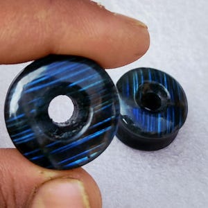 Natural Labradorite Double Flared Side Tunnel Earplugs, Gauges Plugs Earrings Convex Plugs Gemstone Jewelry
