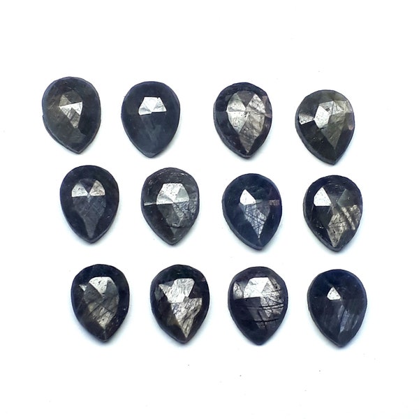 natural Grey sapphire rose cut pear slice lot, size 7x9 mm, amazing Grey sapphire 12 psc lot, Grey sapphire gemstone, 30 carat