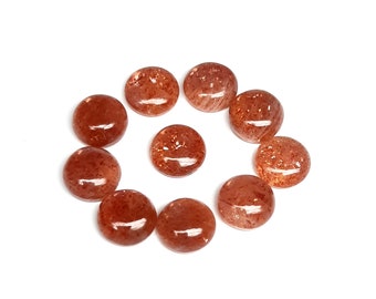 Natural Sunstone Round Cabochon Lot, Amazing Quality Sunstone Designer Gemstone, 14x14 mm, 39 Carat, Sunstone Shine 5 Pieces Lot Gemstone,
