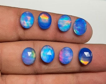 Amazing Aurora Opal Doublet Oval Shape Aurora Opal Doublet Rose Cut Cabochon Multi Color Designer Gemstone 8x10 MM