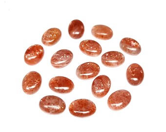 Natural Sunstone Oval Cabochon Lot, Amazing Quality Sunstone Designer Gemstone, 10x14 mm, 27 Carat, Sunstone Shine 5 Pieces Lot Gemstone,