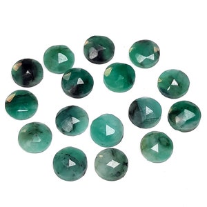 NATUURLIJKE Smaragd Ronde Roos Geslepen Gefacetteerde Plakjes 6x6 mm, Smaragd 10 Psc Veel, Smaragd Geslepen Edelsteen Plakjes Veel, 7 Karaat,