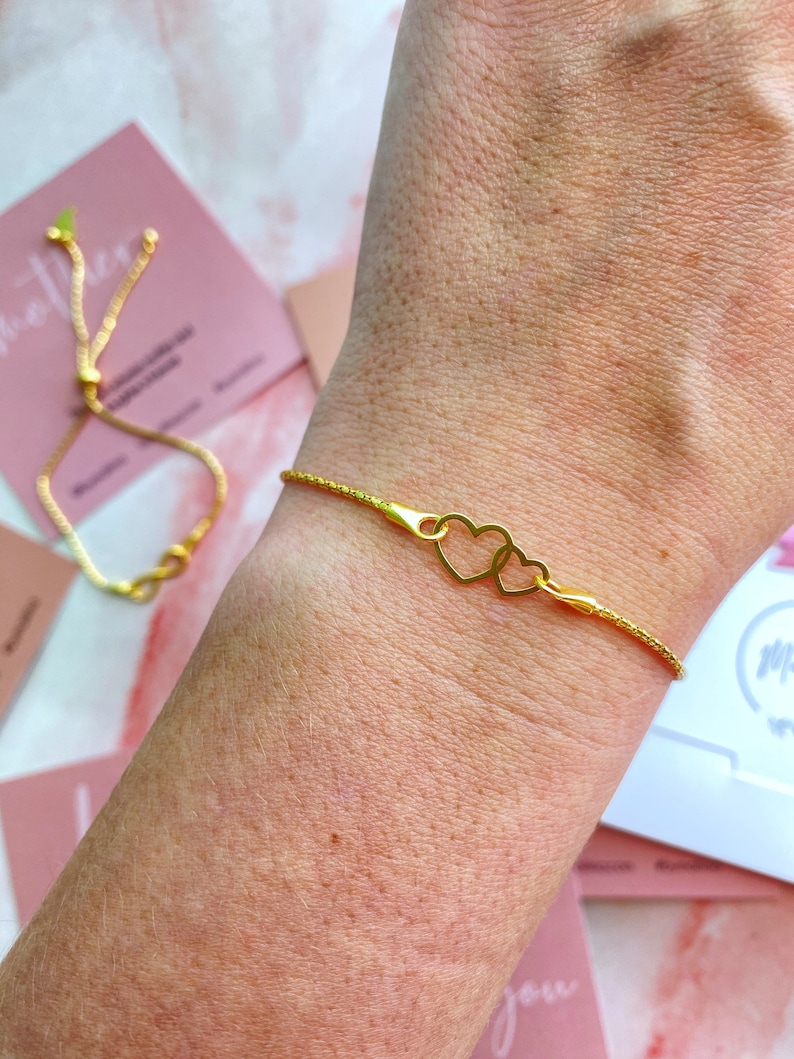 Heart Bracelet Chain Gold Bracelet,Gift For Her Bracelet for Sister For Her Adjustable Slider Bracelet Gold Bracelet