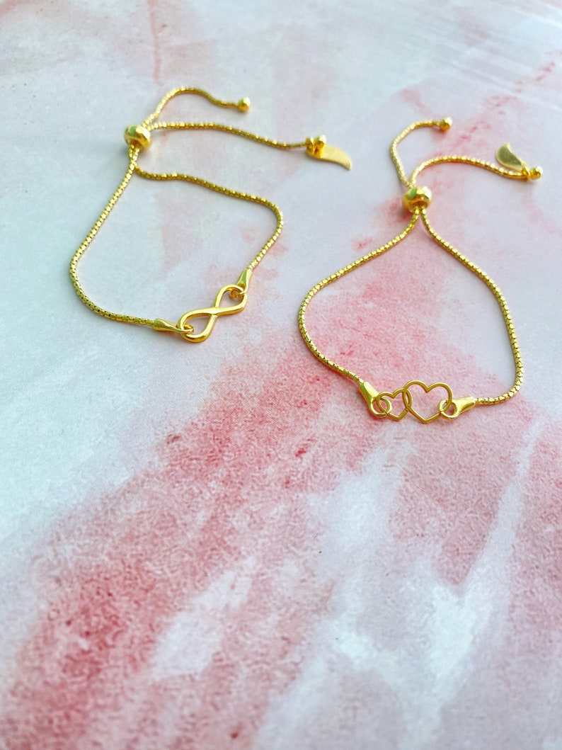 Heart Bracelet Chain Gold Bracelet,Gift For Her Bracelet for Sister For Her Adjustable Slider Bracelet Gold Bracelet