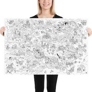 Gigantische kleurposter - Zelda Tears of the Kingdom - Zwart en Wit (Mat Papier // Mat papier)