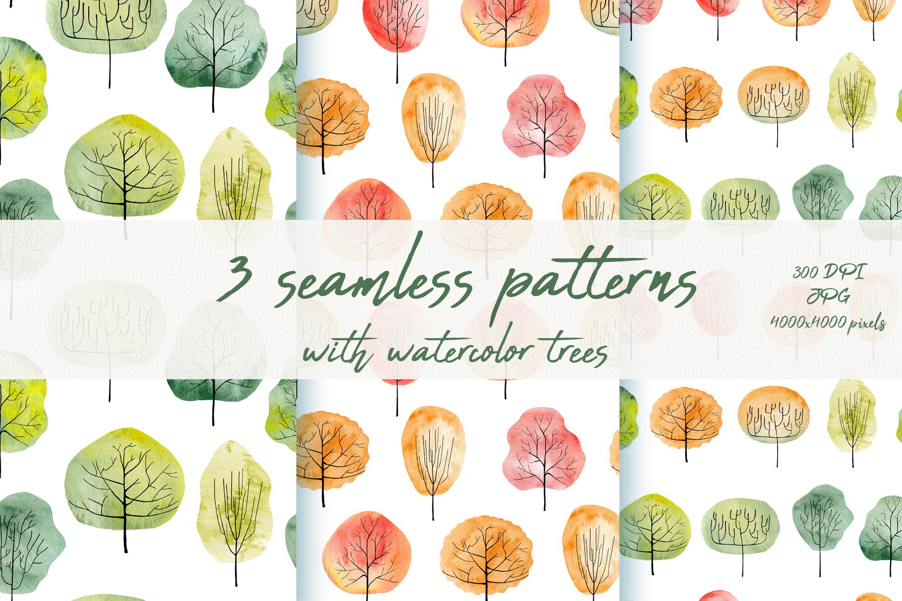 Watercolor Trees Clipart, Tree Download, Instant Download, Autumn Trees ...