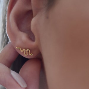 Unique Snake Stud Earrings in Sterling Silver, Minimalist Trendy Jewelry for Her, Gift for Her, Snake Earrings for Any Occasion, Snake Jewel