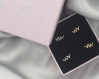 14K Gold Olive Leaf Stud Earrings, Sterling Silver Branch Earrings, Dainty Wedding Jewelry, Bridal Earrings, Gift for Her, Minimalist Studs