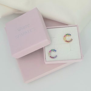 Dainty Rainbow Earrings, Sterling Silver Rainbow Stud Earrings, Colourful Earrings for Women, Cute Congratulation Gift, Bright Earrings Gift
