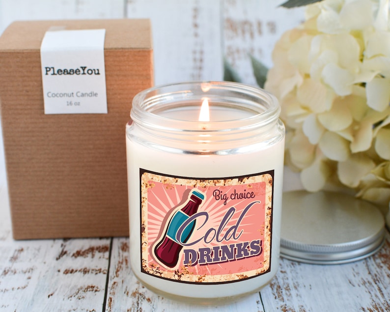 Gift for Retro Lover Vintage Candle Soda Scented Candle Soda Pop Candle Gift Retro Decor Retro Design Candle Drink Candle Gift