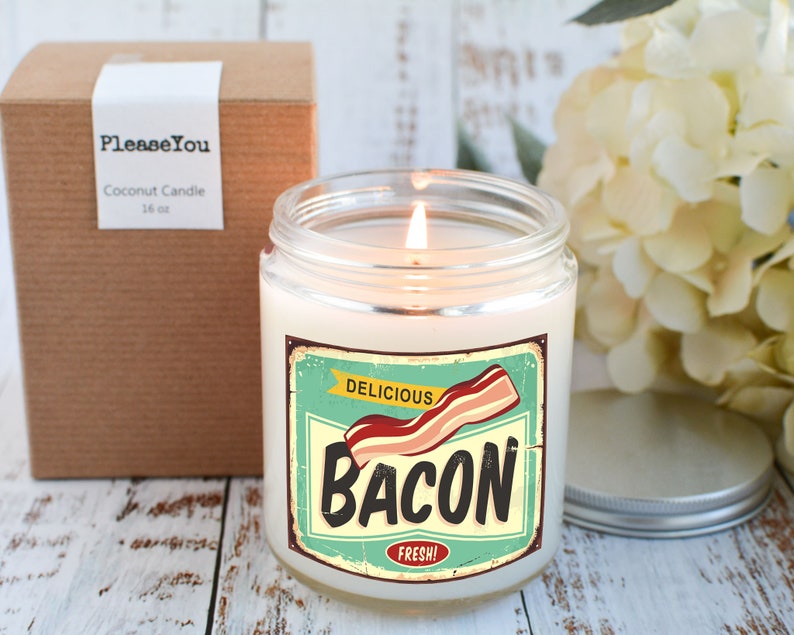 Gift for Retro Lover Bacon Candle Gift Bacon Lover Gift Vintage Candle Retro Decor Retro Design Candle Bacon Scented Candle