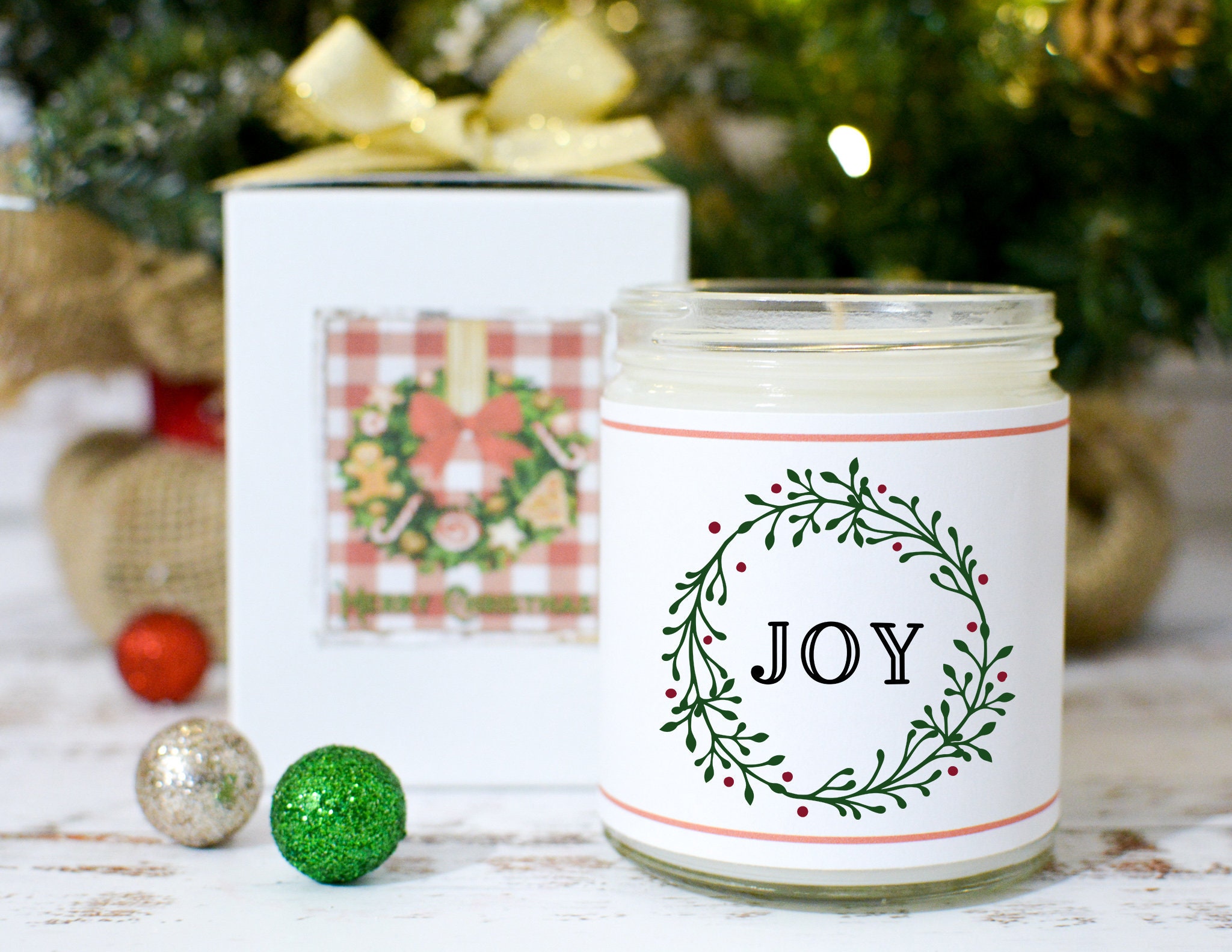 JOY Christmas Candle Gift for Christmas Holiday Candles Etsy Nederland