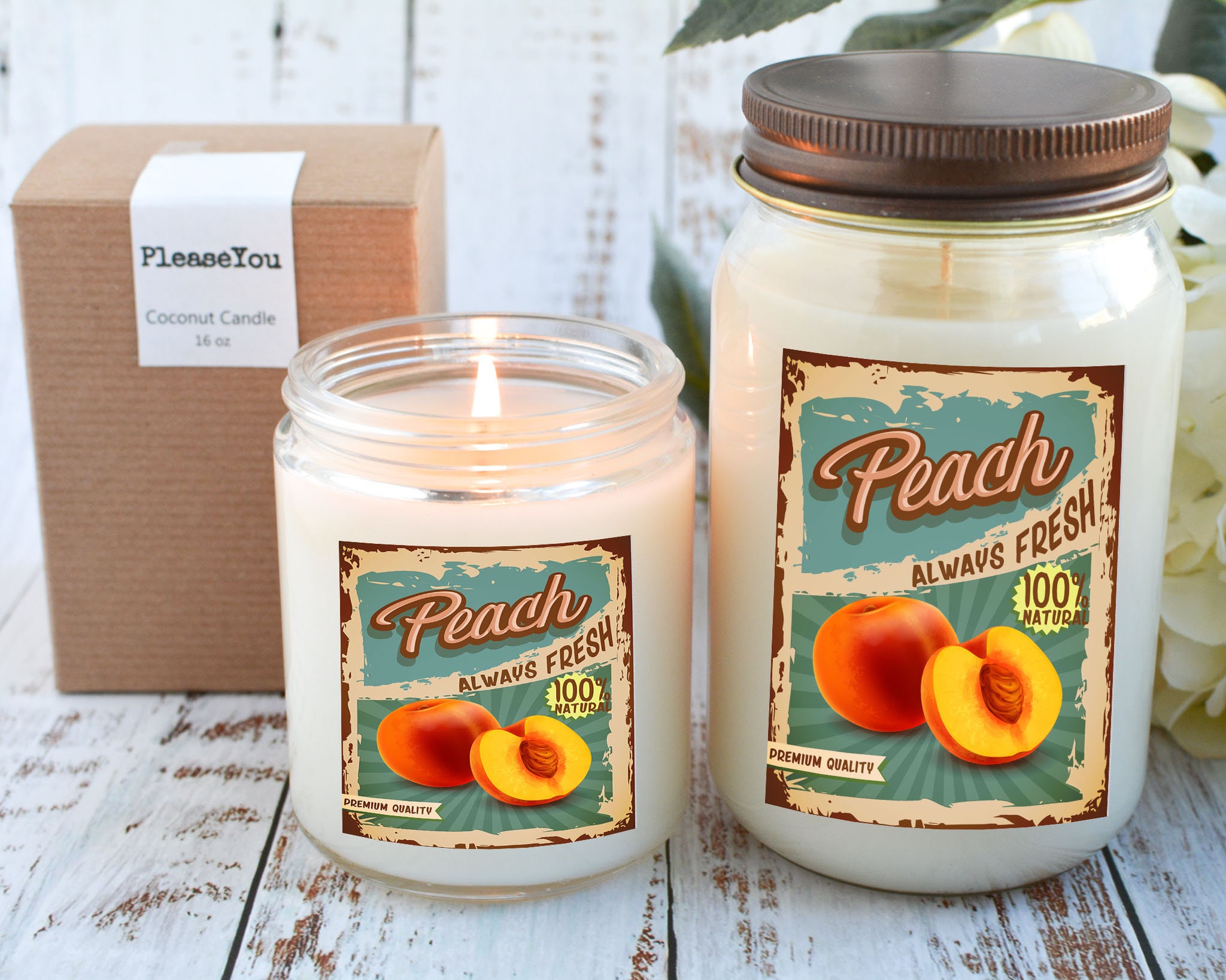 Peach Candle Gift Gift for Retro Lover Peach Scented Etsy