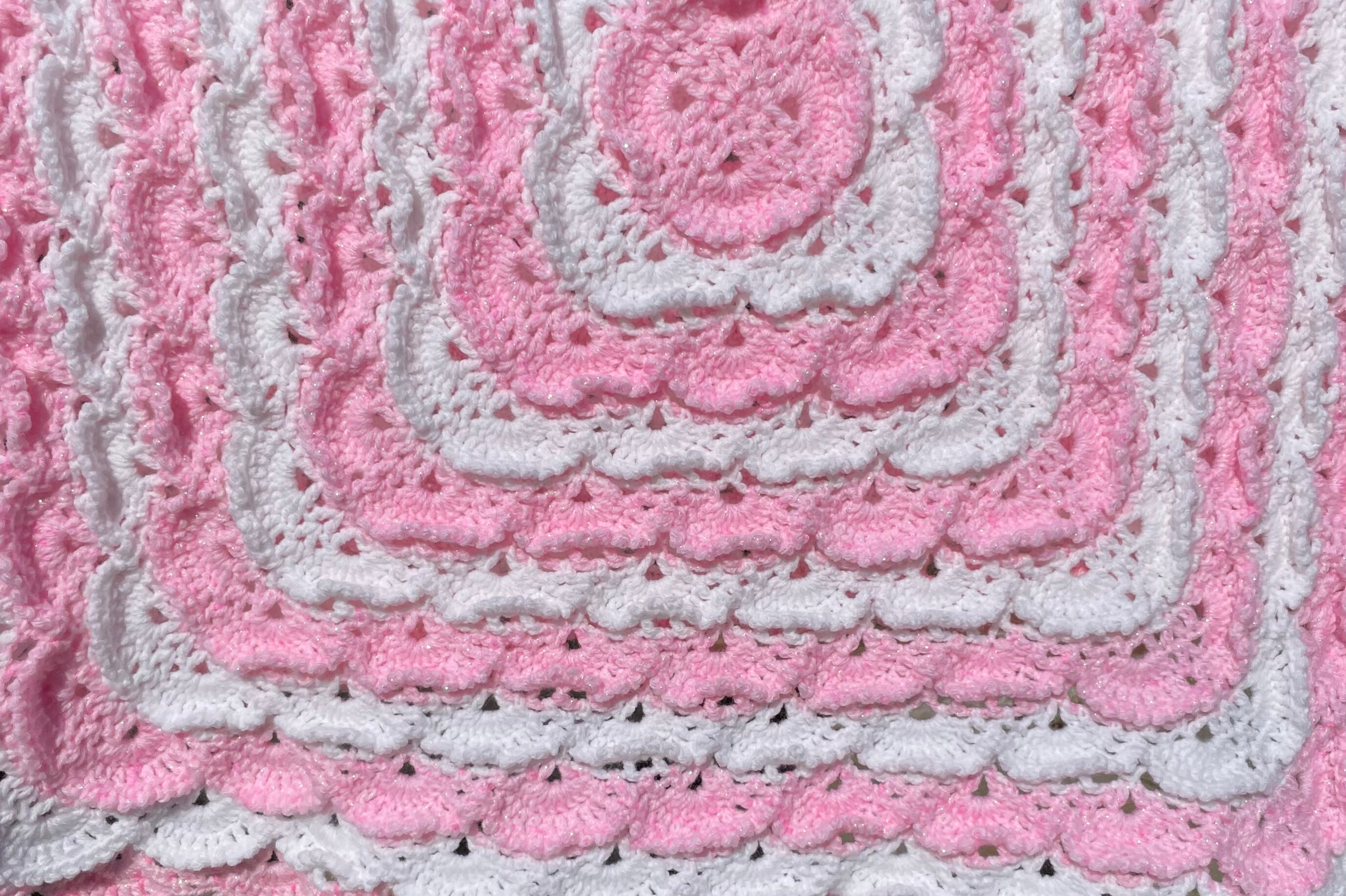 Couverture de bébé au crochet rose et blanc, couverture de style