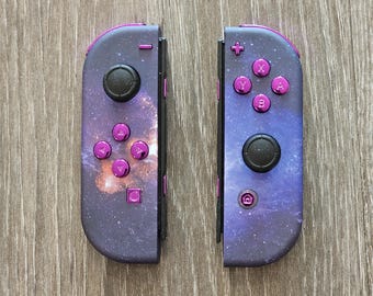 Purple Galaxy and Chrome Purple Buttons Custom Joycons