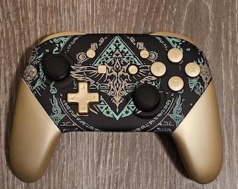 Controlador Pro personalizado negro y dorado (brilla en la oscuridad)