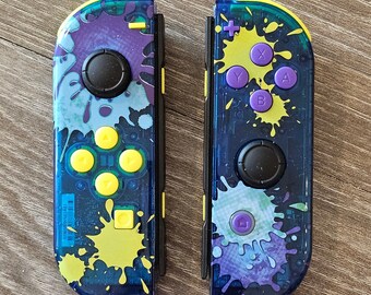 Clear Paint Splatter Custom Joycons