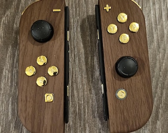 Wood Pattern with Gold Buttons Custom Joycons