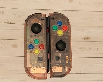 Clear Cherry Pink Custom Joycons