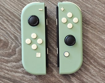 Matcha Green with Cream Buttons Custom Joycons