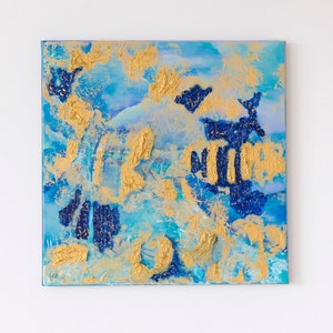 Abstrakte Malerei auf Leinwand, Original Kunst, Wandbild, modernes Bild, acryl Gemälde, Leinwandbild, handgemaltes Werk “island in paradise”