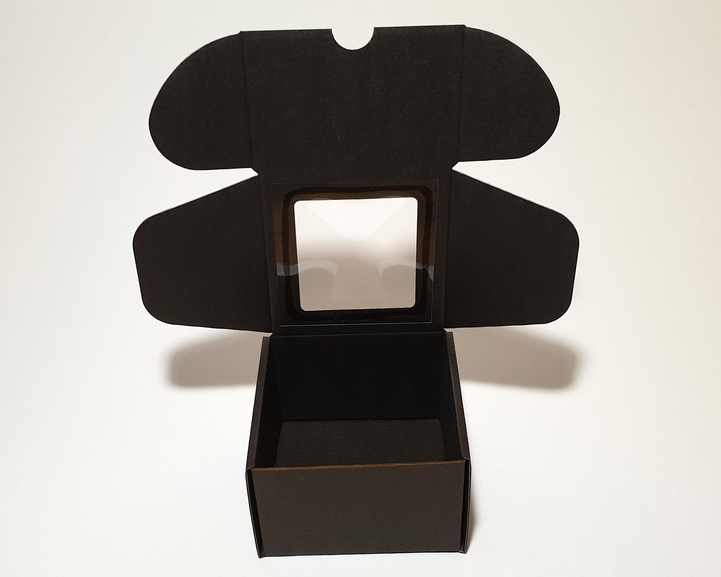 Black Cardboard Gift Boxes With Transparent Window and Lid Etsy