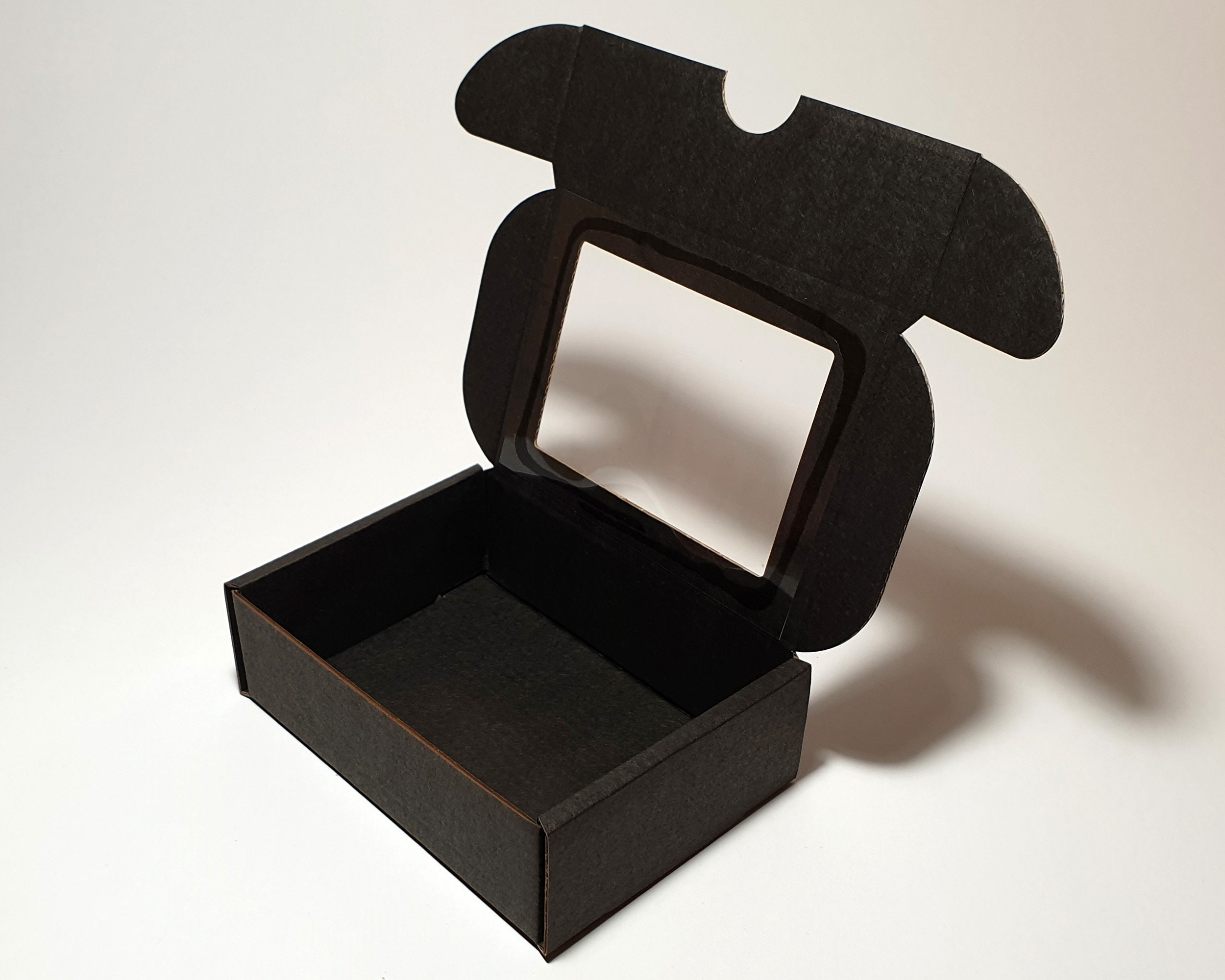 Black Cardboard Gift Boxes With Transparent Window and Lid Etsy