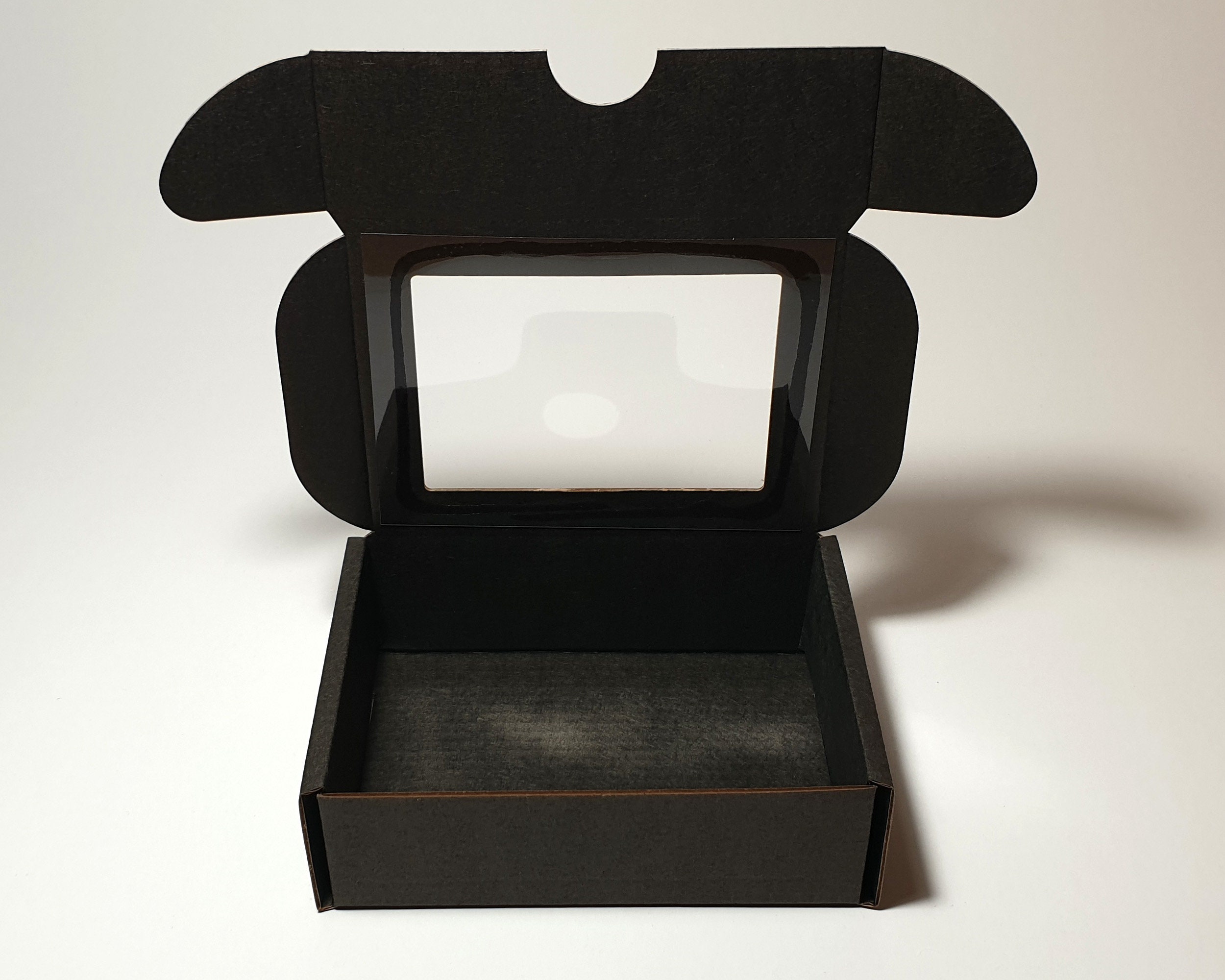 Black Cardboard Gift Boxes With Transparent Window and Lid Etsy