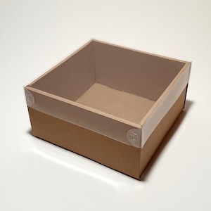 Cajas de regalo de cartón con tapa extraíble transparente - 13 x 13 x 7 cm / 5,1 x 5,1 x 2,75 ''