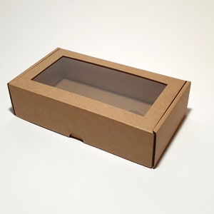 Cardboard gift boxes with transparent window and lid - 23 x 12.7 x 6 cm | 9 x 5 x 2.35 ''