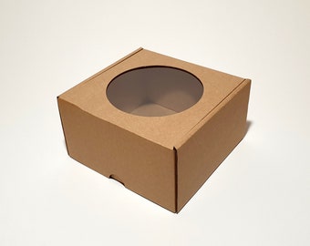 Cardboard gift boxes with transparent window and lid - 16 x 16 x 9 cm | 6.3 x 6.3 x 3.55 ''