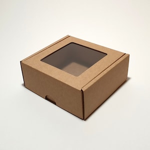 Kartonnen geschenkverpakkingen met transparant venster en deksel - 12 x 12 x 5 cm | 4,7 x 4,7 x 2''